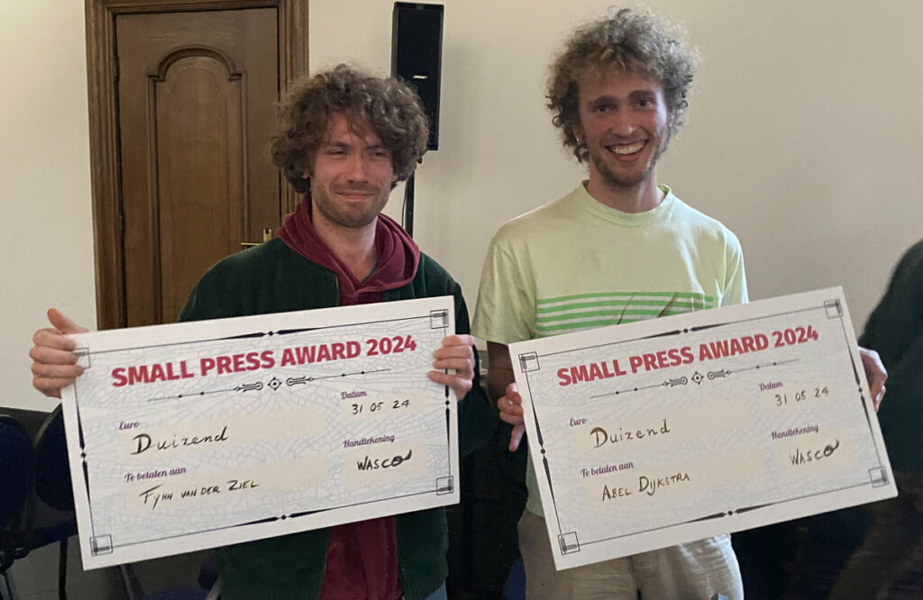 Fynn van der Ziel en Abel Dijkstra, winnaars van de Small Press Award 2024